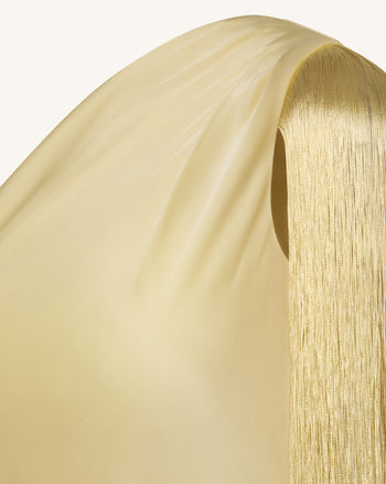 Robe midi asymétrique à franges - Champagne