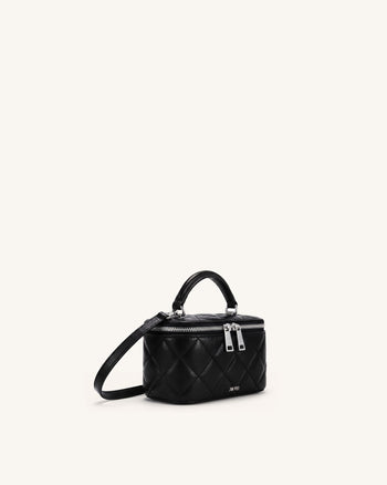 Vivienne Sac vanity matelassé à poignée supérieure - Noir