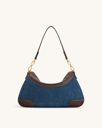 Jayla Sac porté épaule orné d'un pendentif métallique - Denim bleu