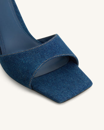 Hannah Mules à talons en jean - Bleu jean