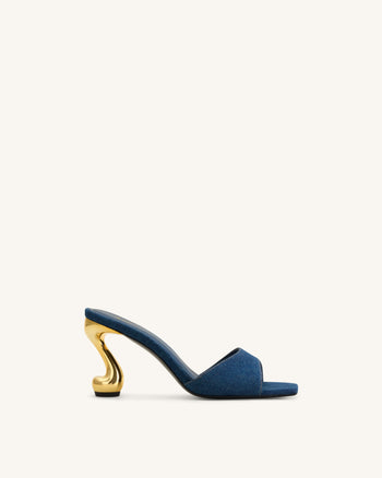 Hannah Mules à talons en jean - Bleu jean