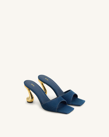 Hannah Mules à talons en jean - Bleu jean