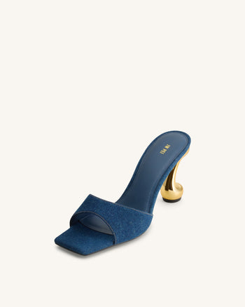 Hannah Mules à talons en jean - Bleu jean