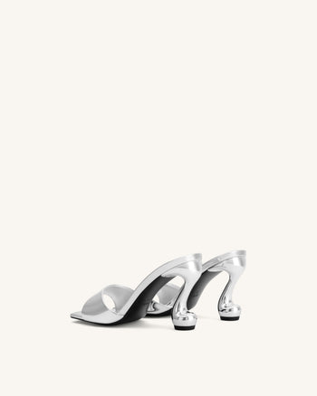 Hannah Mules à talons en similicuir métallisé - Argenté