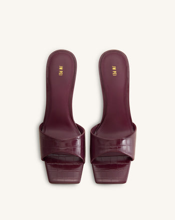 Hannah Mules à talons effet croco - Bordeaux