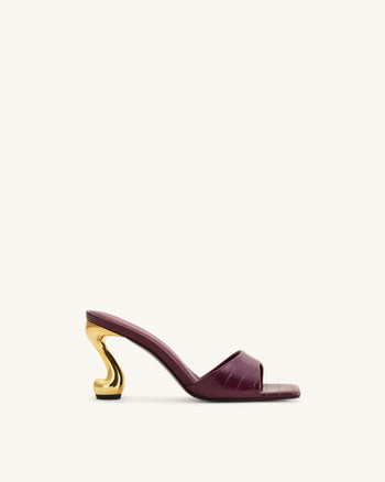 Hannah Mules à talons effet croco - Bordeaux