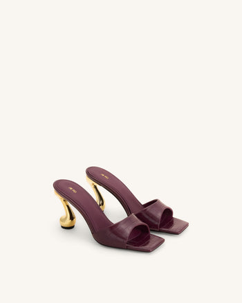 Hannah Mules à talons effet croco - Bordeaux