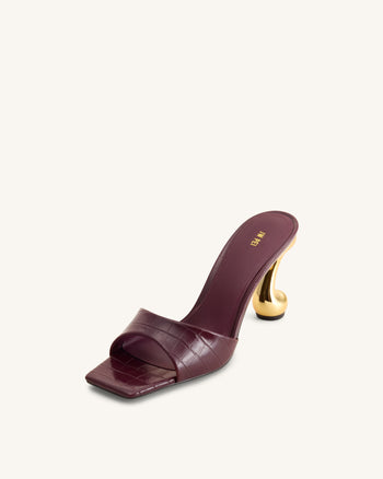 Hannah Mules à talons effet croco - Bordeaux