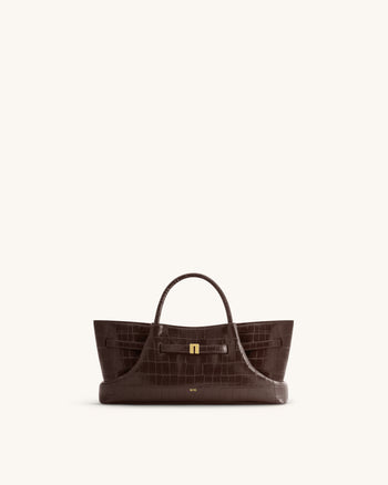 Maeve Sac cabas avec breloque teckel en métal – Effet croco marron foncé