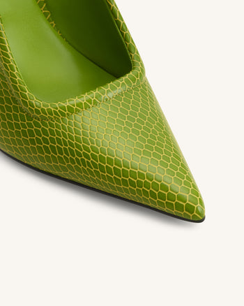 Sofia Mules à talon sphérique avec détail en métal - Vert