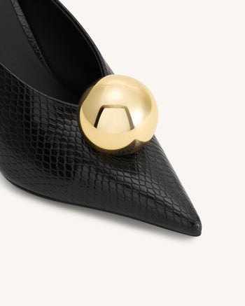 Mules à talon façon serpent Sofia - Noir