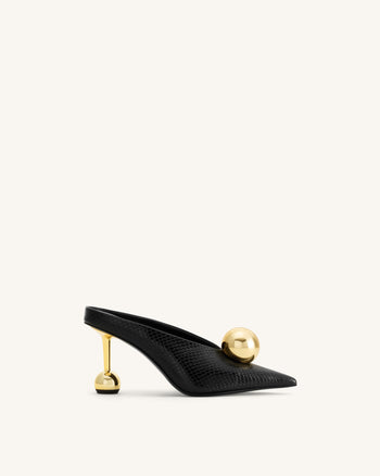 Mules à talon façon serpent Sofia - Noir