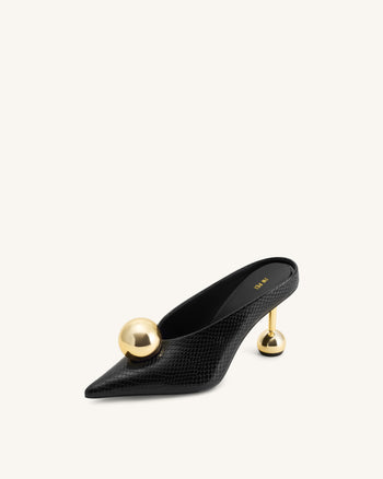 Mules à talon façon serpent Sofia - Noir