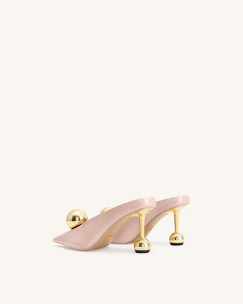 Mules à talon Sofia - Rose poudré