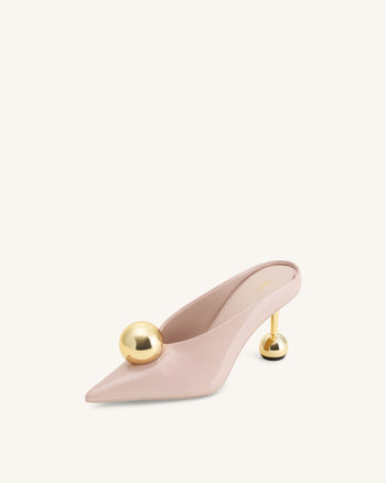 Mules à talon Sofia - Rose poudré