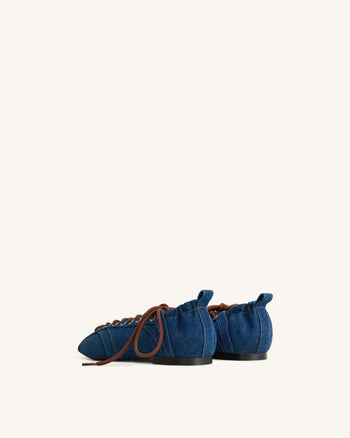 Ava Ballerines à lacets - Bleu jean