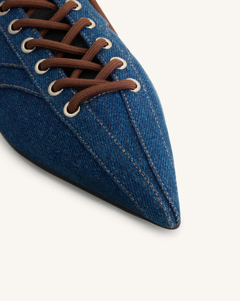 Ava Ballerines à lacets - Bleu jean