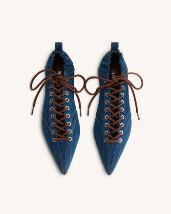 Ava Ballerines à lacets - Bleu jean