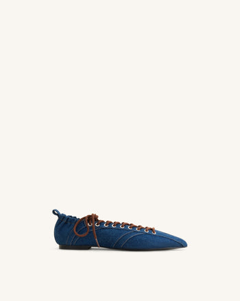 Ava Ballerines à lacets - Bleu jean