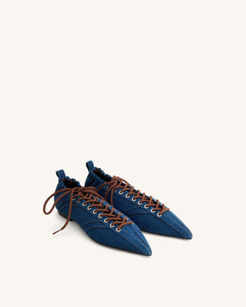 Ava Ballerines à lacets - Bleu jean