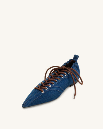 Ava Ballerines à lacets - Bleu jean