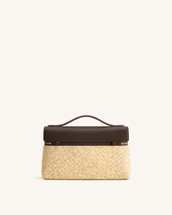 Thea Sac à poignée supérieure en paille synthétique - Marron