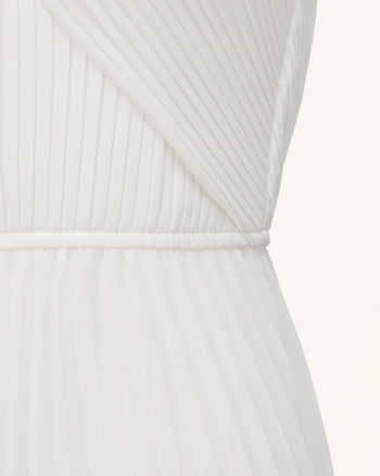 Robe longue plissée à licou croisé - Ivoire