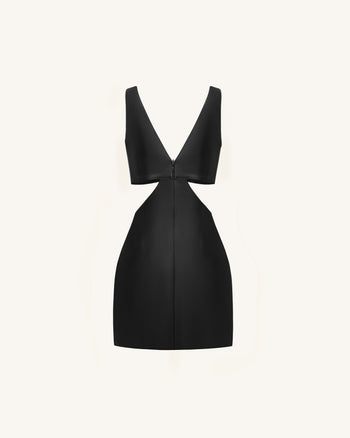 Iris Mini robe moulante en cuir avec découpes florales - Noir