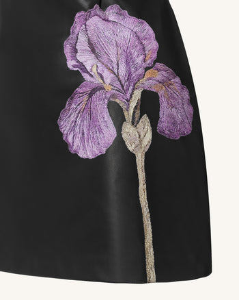 Iris Mini robe moulante en cuir avec découpes florales - Noir