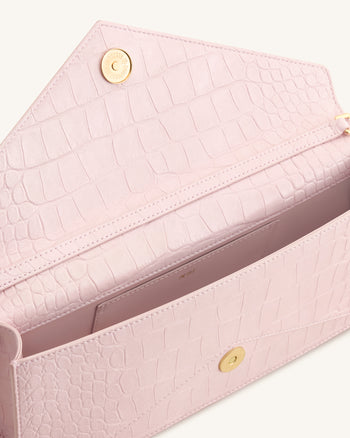 Celeste Sac à main enveloppe - Rose effet croco