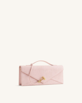 Celeste Sac à main enveloppe - Rose effet croco