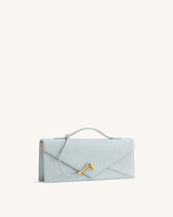 Celeste Sac à Poignée Enveloppe - Croco Bleu Clair