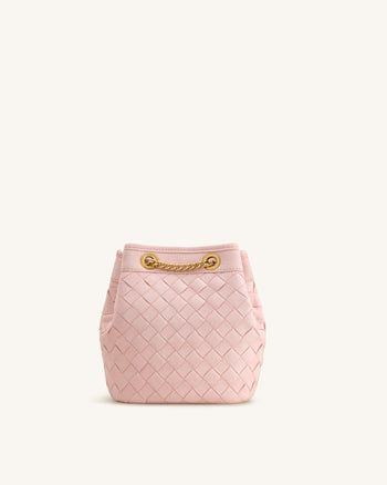 Yara Sac seau tissé à la main en similicuir suédé - Rose