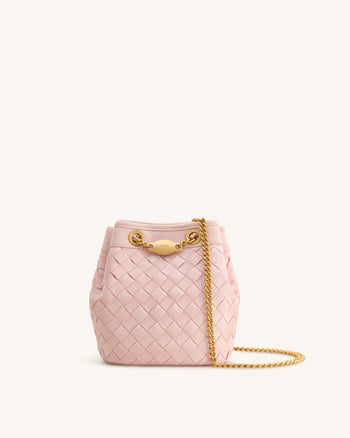 Yara Sac seau tissé à la main en similicuir suédé - Rose
