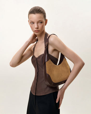 Willow Sac hobo avec garniture en suédine - Marron