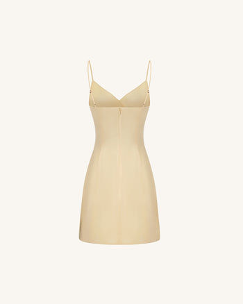 Iris Robe courte nuisette imprimée en satin - Jaune pâle