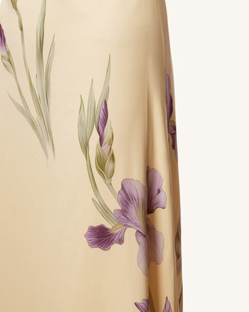 Iris Robe longue imprimée dos nu croisé et dos ouvert - Jaune