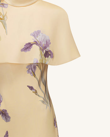Iris Robe courte imprimée avec cape - Jaune pâle