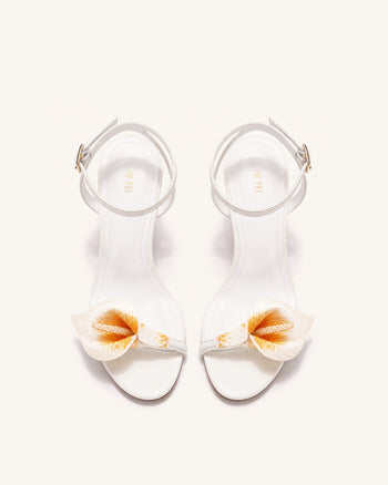 Alivia Sandales à talon en métal doré Calla Lily - Blanc