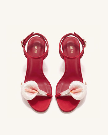 Alivia Sandales à talon en métal doré Calla Lily - Rouge