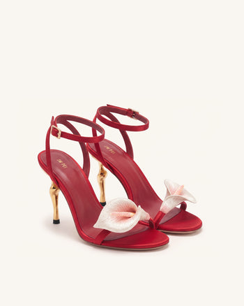 Alivia Sandales à talon en métal doré Calla Lily - Rouge