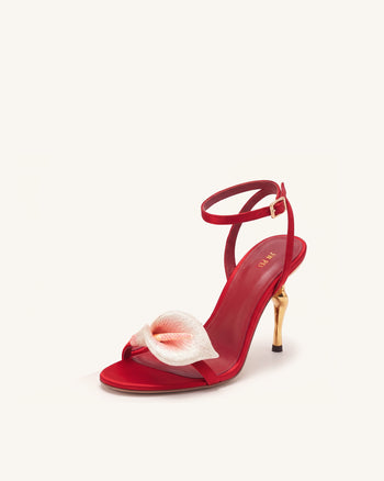 Alivia Sandales à talon en métal doré Calla Lily - Rouge