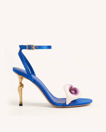 Alivia Sandales à talon en métal doré Calla Lily - Bleu roi