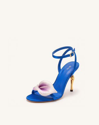 Alivia Sandales à talon en métal doré Calla Lily - Bleu roi