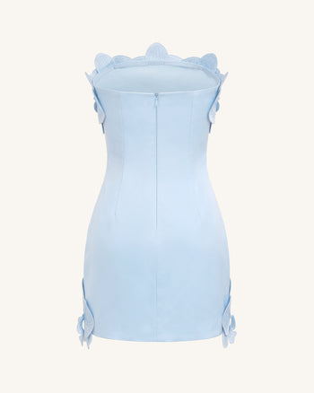 Mini-robe bustier à garniture orchidée - Bleu