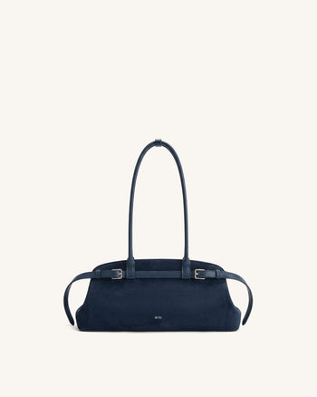 Arden Sac à bandoulière est-ouest en similicuir suédé avec détail ceinture - Bleu marine