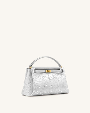 Carmen Sac à poignée supérieure avec cristaux artificiels - Gris clair