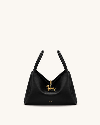 Maelle Sac à double poignée avec breloque teckel - Noir