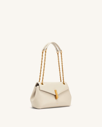Valerie Sac porté épaule à rabat et chaîne - Blanc crème