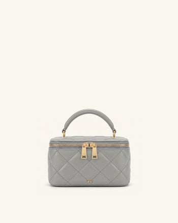 Vivienne Sac vanity matelassé à poignée supérieure - Gris